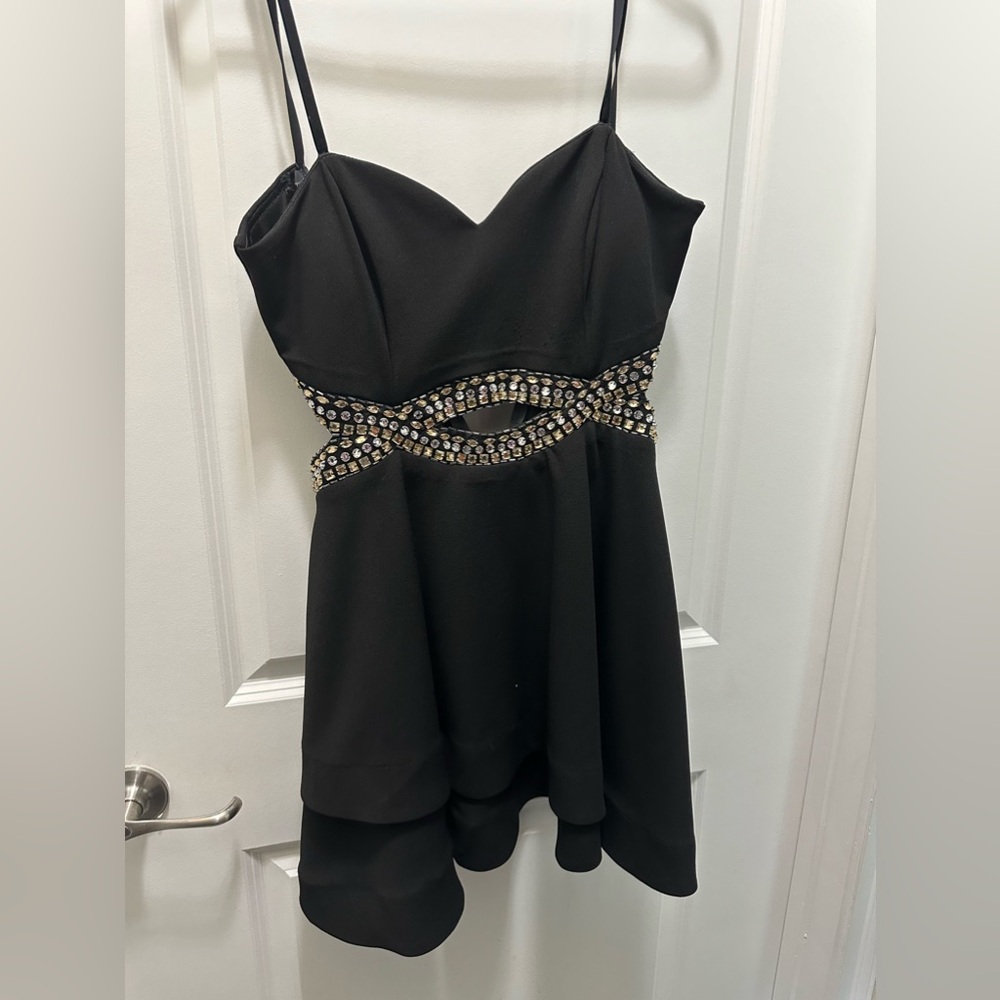 Rhinestones gold and silver, party dress size Large